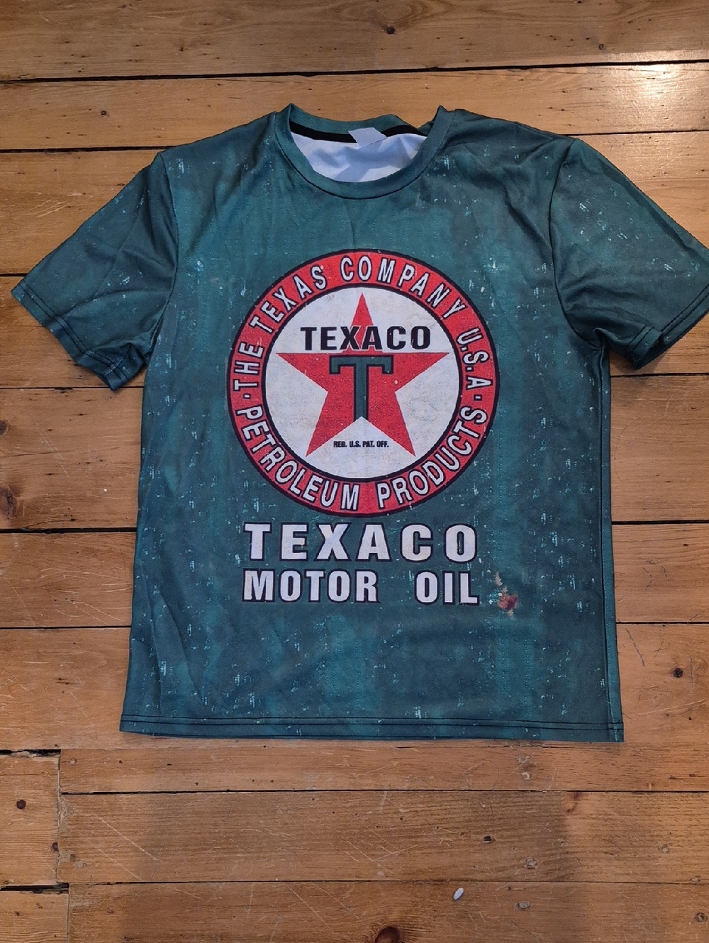 SHEIN Green Graphic Texaco Logo Short Sleeve Tee
